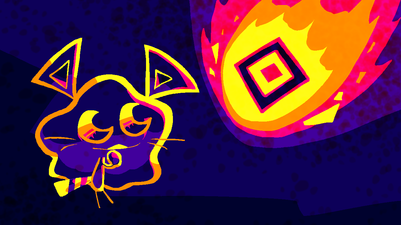 hypoluna looking at a falling Geometry Dash icon