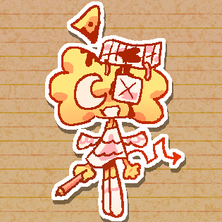 hypoluna with dashes of ink on their face as a paper-esque angel