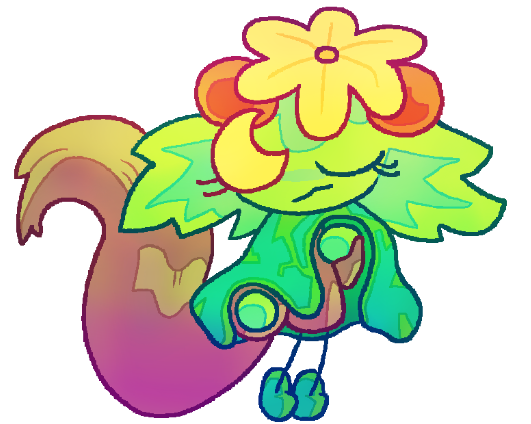 hypoluna made of plants with a squirrels tail